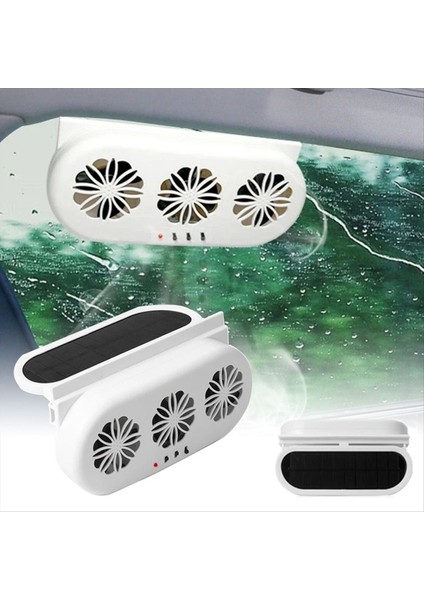 Güneş Enerjili Araba Egzoz Fanı 3 Kafa Elektrikli Araba Soğutma Fanı USB Şarj Pencere Ventilatörü Ön Arka Koltuk Radyatörü B (Yurt Dışından) modelleri