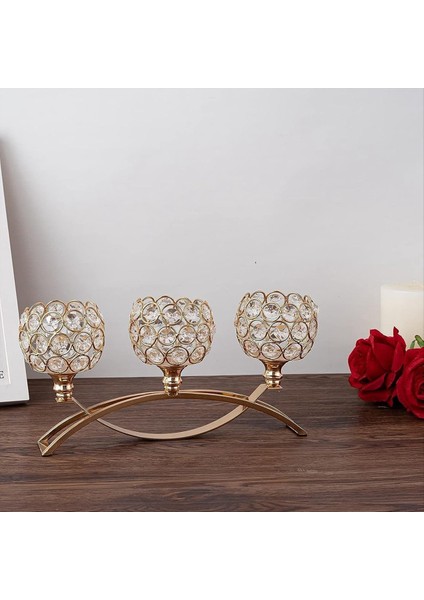 Üç Baş Kemer Köprü Mum Tutucu Avrupa Kristal Model Ev El Sanatları Masa Dekorasyon Mum Tutucu Altın (Yurt Dışından) indirimleri