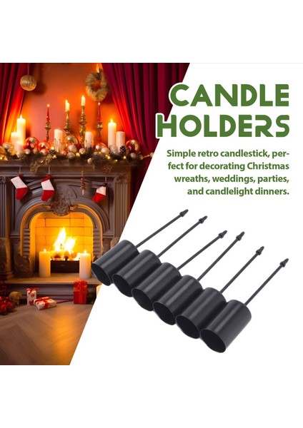 Mum Tutucular Advent Çelenk Mum Çubuklar Advent Çelenk Mum Tutucu Şişli Konik Mumlar 6pcs Siyah (Yurt Dışından) indirimleri