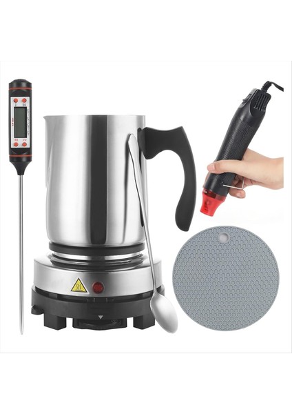 Mum Yapma Kit Malzemeleri Yeni Başlayanlar Için 900ML Pouring Pot Sürahi Heat Tabanca Termometre Mum Yapma Aksesuarları Ab Fişi (Yurt Dışından)