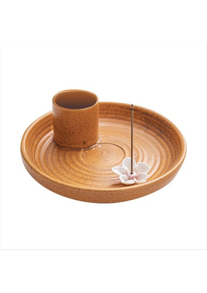 Turuncu Icense Tutucu Seramik Tütsü Tutucu Koku Ahşap Stand Basit Modern Terracotta Tütsü Brülör Adaçayı Tutucu (Yurt Dışından)