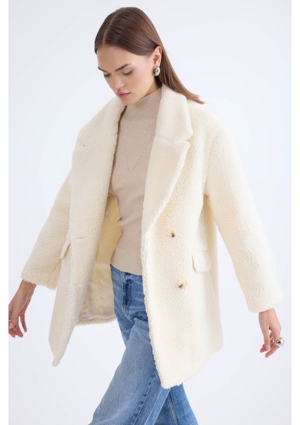 Ceket Yaka Düğmeli Teddy Kaban modelleri