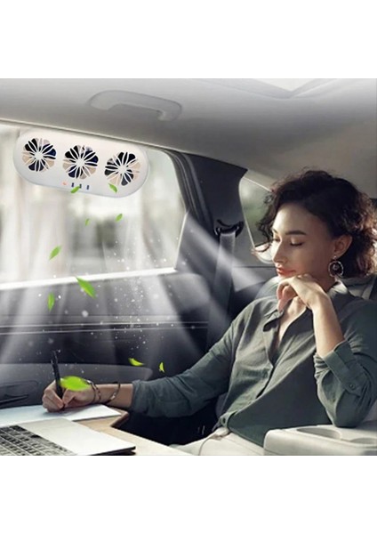 Güneş Enerjili Araba Egzoz Fanı 3 Kafa Elektrikli Araba Soğutma Fanı USB Şarj Pencere Ventilatörü Ön Arka Koltuk Radyatörü A (Yurt Dışından) indirimleri