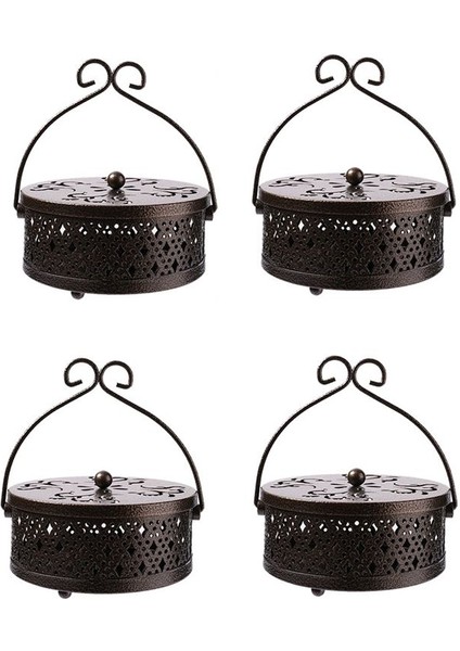4pcs Tütsü Tutucu Bronz Retro Taşınabilir Asma Tütsü Brülör Tutucu Sap Yuvarlak Tütsü Tutucu Bronz (Yurt Dışından)