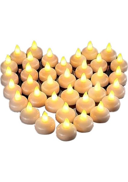 48 Alevsiz Su Mumları Yüzen Su Mumları Düğün Partisi Havuz Yemeği Mumları (Sarı Işık) (Yurt Dışından)