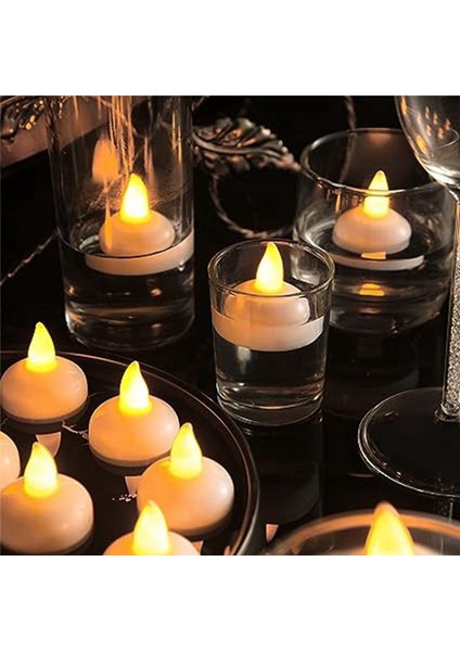 48 Alevsiz Su Mumları Yüzen Su Mumları Düğün Partisi Havuz Yemeği Mumları (Sarı Işık) (Yurt Dışından) fırsatları