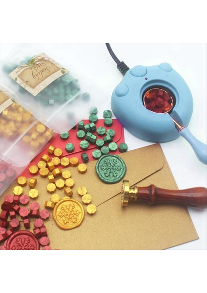 Elektrikli Balmumu Seal Isıtıcı Kit 300 Pcs ile Altın Kırmızı Yeşil Balmumu Mühür Boncuklar Balmumu Mühür Müttefiki Abd Fiş (Yurt Dışından) indirimleri