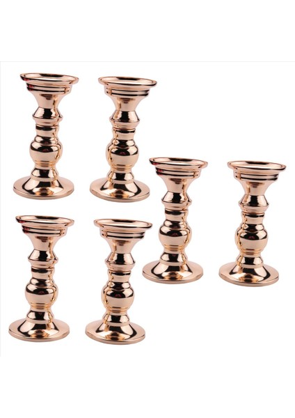 6x Candlestick Metal Pillar Mum Tutucular Düğün Centerpieces Mumlar Için Şamdan Tutucuları Stand Altın (Yurt Dışından) fiyatları
