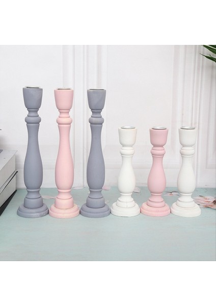 Sütun Mumları Için Ahşap Mum Tutucular Ev Dekoru Için Katı Çiftlik Evi Mum Tutucuları Şömine (6 Adet) (Yurt Dışından)