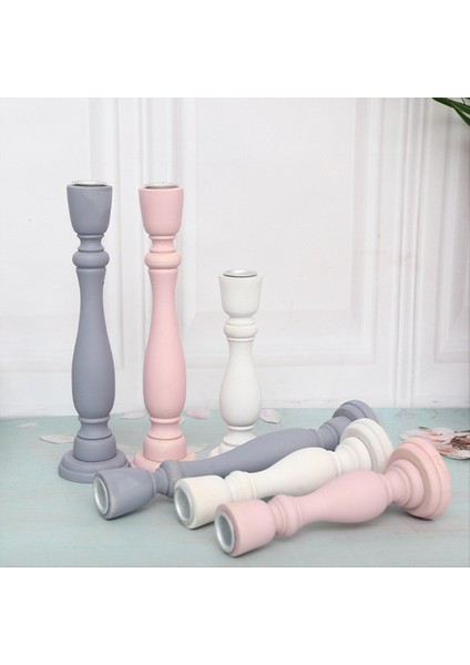 Sütun Mumları Için Ahşap Mum Tutucular Ev Dekoru Için Katı Çiftlik Evi Mum Tutucuları Şömine (6 Adet) (Yurt Dışından) modelleri
