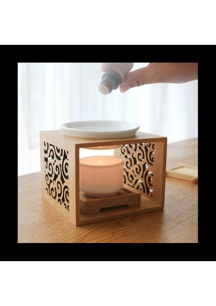 5x Ahşap Bambu Içi Boş Koku Lambası Yağ Fırını Aroma Brülör Mum Tutucusu Zarif ve Çekici Ev Dekorasyonu (Yurt Dışından) modelleri