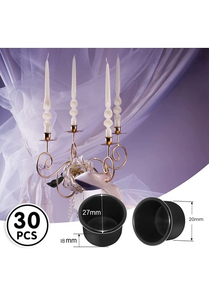 Konik Mumlar Için Mum Tutucular Mum Tutucu Çay Lambaları Mum Ekleme Masa Mumları Mum Tutucu 30 Adet Siyah (Yurt Dışından) modelleri