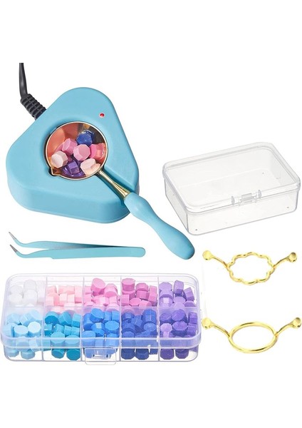 Elektrikli Balmumu Seap Isıtıcı Balmumu Mühür Kiti Balmumu Mühür Kaşığı ve Cımbız Eritme Balmumu Mühür Kiti 2 Balmumu Mühür Kalıp Tapası (Yurt Dışından)