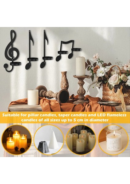 1pc Müzik Notası Mum Tutucu Siyah Müzik Notu Duvar Apliki Vintage Sanat Müzik Notu Tarzı Mum Tutucular Demir Stil 1 (Yurt Dışından) fırsatları