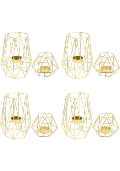 Oturma Odası ve Banyo Süslemeleri Için 8x Altın Geometrik Metal Tealight Mum Tutucular (Yurt Dışından)
