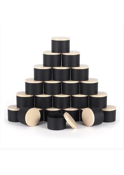 24 Paket 4 Oz Kapaklı Siyah Mum Tenekeleri Mumları Toplu Hale Getirmek Için 4 Oz Mum Kavanoz (Yurt Dışından)