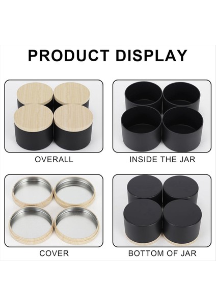 24 Paket 4 Oz Kapaklı Siyah Mum Tenekeleri Mumları Toplu Hale Getirmek Için 4 Oz Mum Kavanoz (Yurt Dışından) fiyatları