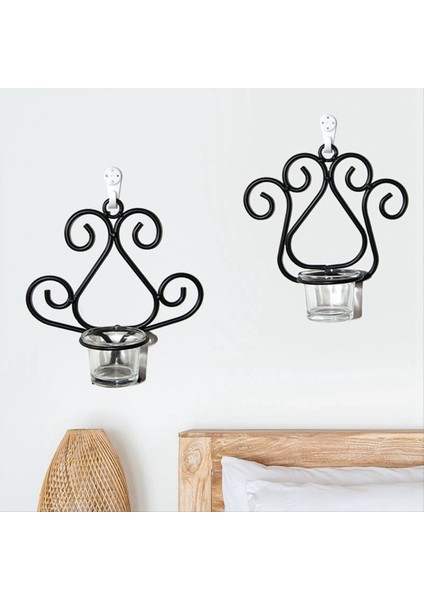 Ferforje Duvar Asma Mum Tutucu Ev Dekoru Siyah Şamdanlar Mum Sconce Duvar Sconces Mum Stand (Yurt Dışından) indirimleri