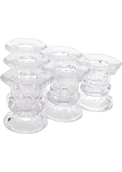 6 Paket Cam Mum Tutucular Temiz Şamdan Tutucular 1 85 Inçlik Sütuna Veya 7/8 Inç Konik Mum (Yurt Dışından)