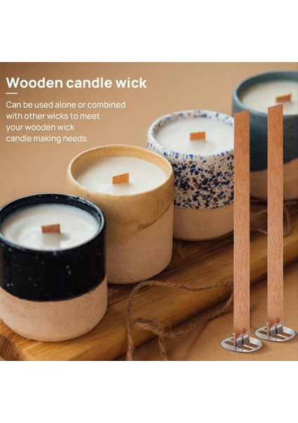 Ahşap Mum Fitiller Mum Yapımı Için 100 Ahşap Fitil Ahşap Fitiller+Mum Yapımı Için Metal Klipler Mum Diy Zanaat A (Yurt Dışından) fiyatları