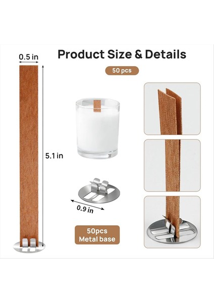Ahşap Mum Fitiller Mum Yapımı Için 100 Ahşap Fitil Ahşap Fitiller+Mum Yapımı Için Metal Klipler Mum Diy Zanaat A (Yurt Dışından) modelleri