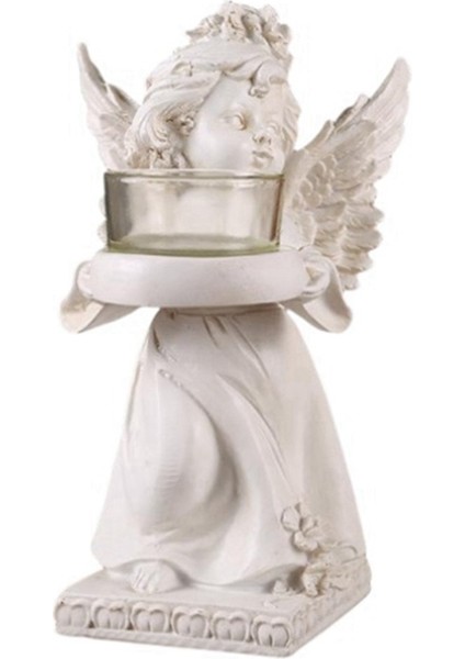 Retro Angel Candlestick Süsleri Reçine Ev Masa Üstü Mobilyalar Romantik Mum Işığı Akşam Yemeği Atmosfer Dekorasyonu B (Yurt Dışından)