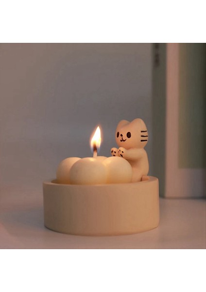 Karikatür Yavru Kedi Tutucu Reçine Sevimli Kokulu Mum Tutucu Yaratıcı Keden Aromaterapi Şamdan Hediyesi B (Yurt Dışından) fırsatları