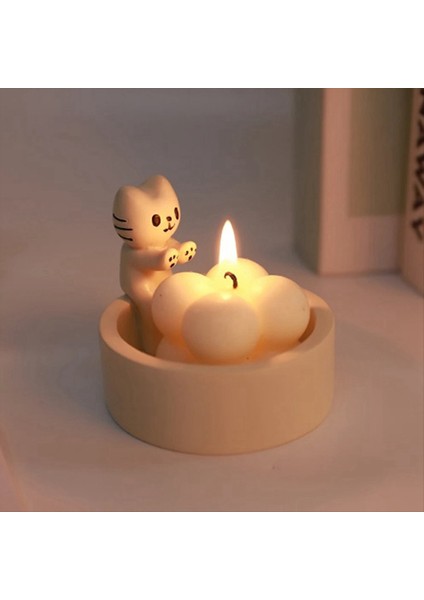 Karikatür Yavru Kedi Tutucu Reçine Sevimli Kokulu Mum Tutucu Yaratıcı Keden Aromaterapi Şamdan Hediyesi B (Yurt Dışından) indirimleri
