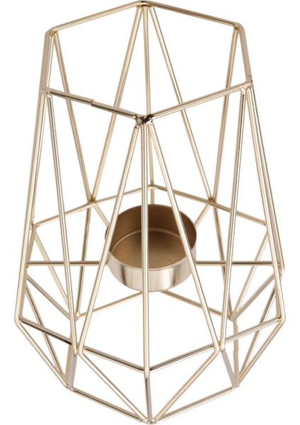 Oturma Odası ve Banyo Dekorasyonları Için 4 Altın Geometrik Metal Tealight Mum Tutucu Seti - Centerpieces (Yurt Dışından) modelleri