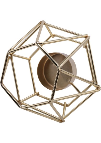 Oturma Odası ve Banyo Dekorasyonları Için 4 Altın Geometrik Metal Tealight Mum Tutucu Seti - Centerpieces (Yurt Dışından) fırsatları