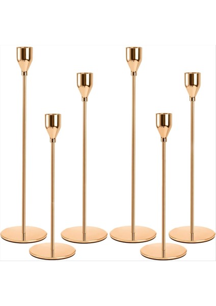 6 Adet Konik Mumlar Için Altın Mum Tutucu Şamdan Tutucular Metal Uzun Mum Standı Konik Mumlar Mum Tutucu (Yurt Dışından)