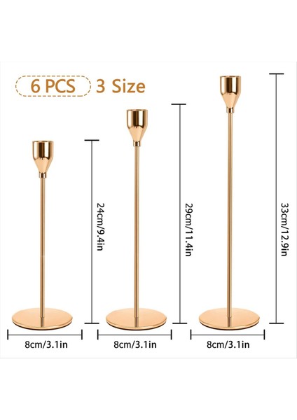 6 Adet Konik Mumlar Için Altın Mum Tutucu Şamdan Tutucular Metal Uzun Mum Standı Konik Mumlar Mum Tutucu (Yurt Dışından) modelleri
