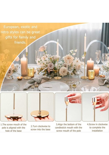 6 Adet Konik Mumlar Için Altın Mum Tutucu Şamdan Tutucular Metal Uzun Mum Standı Konik Mumlar Mum Tutucu (Yurt Dışından) fırsatları