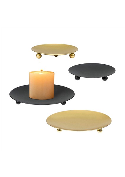 24PACK Demir Plaka Mum Tutucu Sütun Şam Tutucuları LED ve Balmumu Mumları Tütsü Konileri Spa Düğünler (Altın+Siyah) (Yurt Dışından) fiyatları