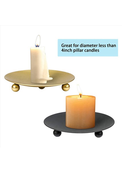 24PACK Demir Plaka Mum Tutucu Sütun Şam Tutucuları LED ve Balmumu Mumları Tütsü Konileri Spa Düğünler (Altın+Siyah) (Yurt Dışından) modelleri