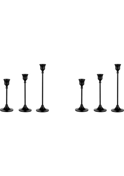 Konik Mum Tutucular Siyah Şamdan Seti 6 Mum Çubuğu Şömine Yemek Masası Ev Dekorasyon Için Uzun Tutucu (Yurt Dışından)