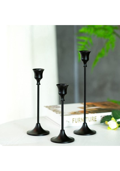 Konik Mum Tutucular Siyah Şamdan Seti 6 Mum Çubuğu Şömine Yemek Masası Ev Dekorasyon Için Uzun Tutucu (Yurt Dışından) fırsatları