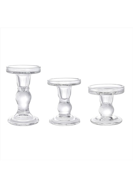 Cam Mum Tutucular Temiz Sütun Konik Şamdan Kristal Mum Tutucu Stand Yemek Için Tablo 3 Pcs (Yurt Dışından)
