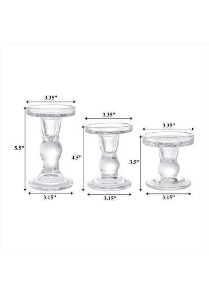 Cam Mum Tutucular Temiz Sütun Konik Şamdan Kristal Mum Tutucu Stand Yemek Için Tablo 3 Pcs (Yurt Dışından) fiyatları