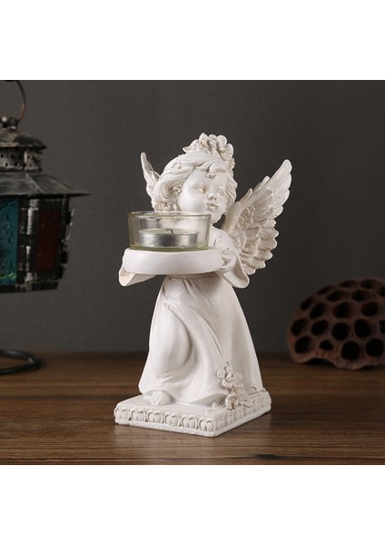 Retro Angel Candlestick Süsleri Reçine Ev Masası Mobilyaları Romantik Mum Işığı Akşam Yemeği Atmosferi Dekorasyonu (Yurt Dışından) fırsatları