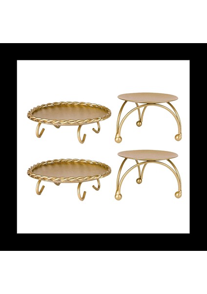 Mum Tutucu Altın Mum Tutucular Seti 4 Dekoratif Demir Sütun Plakası Fit LED &amp Balmumu Mumlar Kaide Mum Stand (Yurt Dışından)