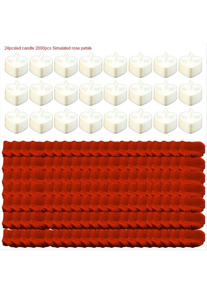 Sevgililer Günü Romantik Gece Seti Için 24 Pcs 2000 Pcs ile Yapay Gül Yaprakları A (Yurt Dışından) fırsatları