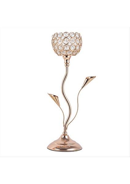 Altın Kristal Mum Tutucu Demir Çiçek Şeklinde Şamdan Küçük Vintage Candlestick Masa Merkezi Için Set L (Yurt Dışından)