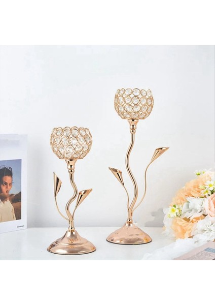 Altın Kristal Mum Tutucu Demir Çiçek Şeklinde Şamdan Küçük Vintage Candlestick Masa Merkezi Için Set L (Yurt Dışından) fırsatları