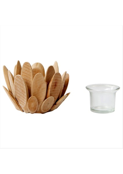 Ahşap Çiçek Mum Tutucu Ahşap Sütun Mum Standı Çiçek Çayı Işık Tutucu Ahşap Süslem Lotus Dekor Retro Mum Tutucu (Yurt Dışından)