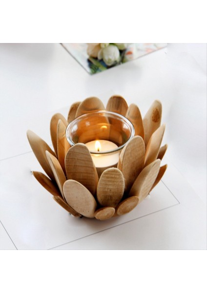 Ahşap Çiçek Mum Tutucu Ahşap Sütun Mum Standı Çiçek Çayı Işık Tutucu Ahşap Süslem Lotus Dekor Retro Mum Tutucu (Yurt Dışından) modelleri