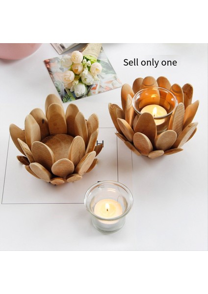 Ahşap Çiçek Mum Tutucu Ahşap Sütun Mum Standı Çiçek Çayı Işık Tutucu Ahşap Süslem Lotus Dekor Retro Mum Tutucu (Yurt Dışından) fırsatları