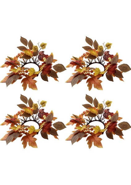 Mum Çelengi Şükran Günü Maple Yaprak Mum Çelenk Çilek Sonbahar Hasat Festivali Masa Merkez Parçası B (Yurt Dışından)