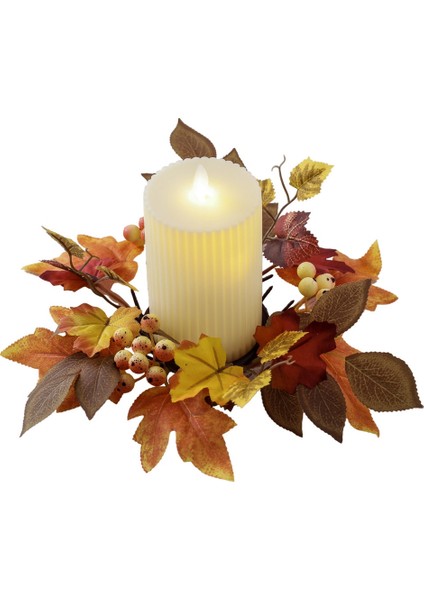 Mum Çelengi Şükran Günü Maple Yaprak Mum Çelenk Çilek Sonbahar Hasat Festivali Masa Merkez Parçası B (Yurt Dışından) indirimleri