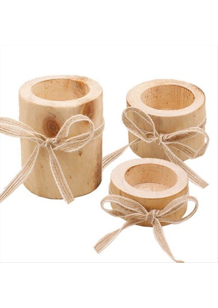 3pcs Romantik Parti Zanaat Candlestick Ahşap Mum Tutucu Set Halat Hediye Ofis Atmosfer ile Ev Dekoru (Yurt Dışından)